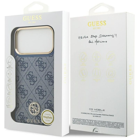 Guess 4G Strass Logo MagSafe - Pouzdro iPhone 17 Pro Max (Modrá)