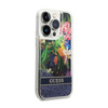 Guess Liquid Glitter Flower - iPhone 14 Pro tok (kék)