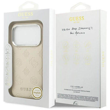 ETUI DO IPHONE 17 PRO do MAGSAFE GUESS ORYGINALNE BEŻOWE SKÓRZANE MODNE