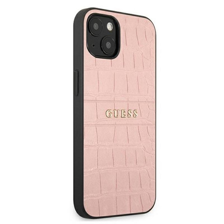 Guess Croco Stamp Lines - Etui iPhone 13 (różowy)