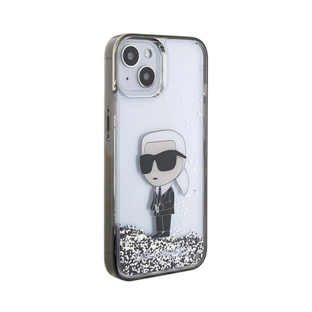 Karl Lagerfeld Liquid Glitter Iconic - pouzdro pro iPhone 15 (průhledné)