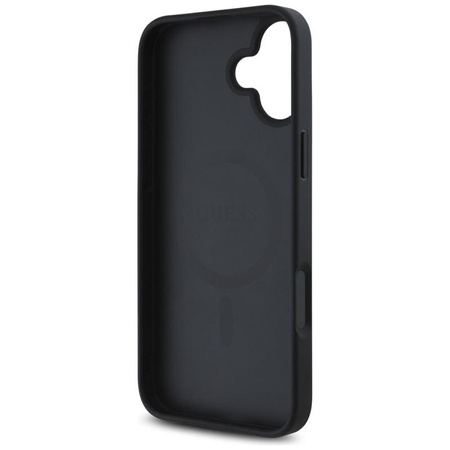 Guess Grained Printed Flower Pattern MagSafe - Case for iPhone 16 (black)