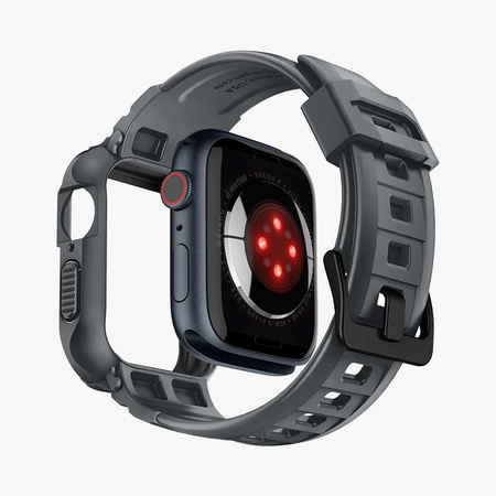 Spigen Rugged Armor Pro - Pánt tokkal Apple Watch 4/5/6/7/8/9/9/SE 44/45 mm-es órához (sötétszürke)