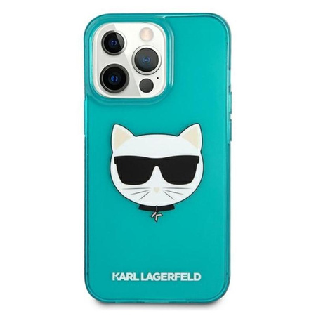 Karl Lagerfeld Choupette Head - pouzdro pro iPhone 13 Pro Max (fluo modré)