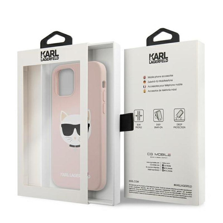 Karl Lagerfeld Choupette Head Silicone - pouzdro pro iPhone 12 Pro Max (růžové)