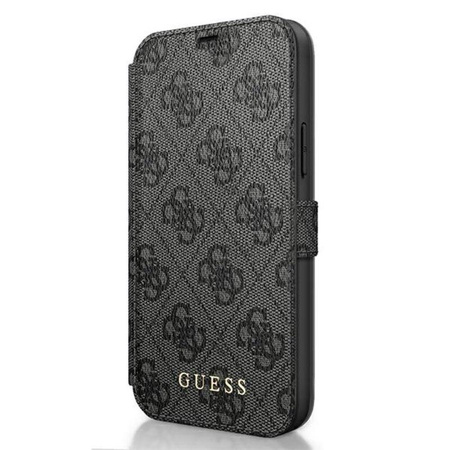 Guess Booktype 4G Charms Collection - iPhone 12 Pro Max Hülle mit Kartenfächern (Grau)