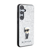 Karl Lagerfeld Fixed Glitter Iconic Logo Metal Pin - pouzdro pro Samsung Galaxy S24 (stříbrné)