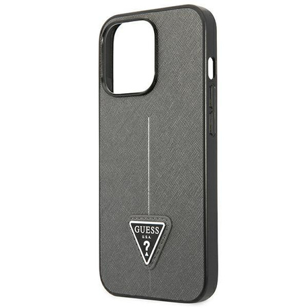 Guess Saffiano háromszög logós tok - iPhone 13 Pro Max tok (ezüst)