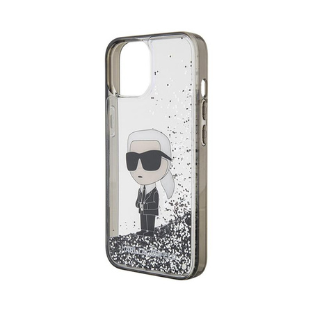 Karl Lagerfeld Liquid Glitter Iconic - pouzdro pro iPhone 15 (průhledné)