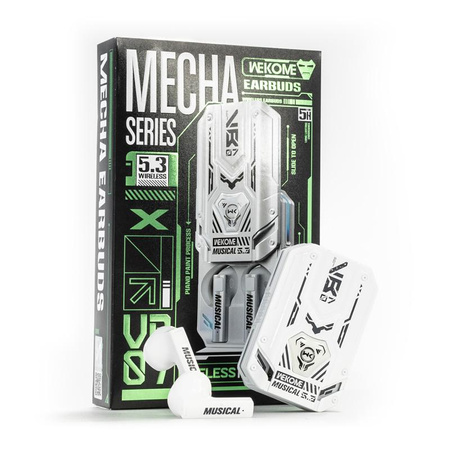 WEKOME VB07 Mecha Series - bezdrátová sluchátka Bluetooth V5.3 TWS s nabíjecím pouzdrem (bílá)