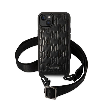 Karl Lagerfeld Monogram Plaque Logo Strap - Hülle für iPhone 14 Plus (Schwarz)