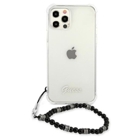 Guess fekete gyöngyház szíj - iPhone 12 Pro Max tok (átlátszó)
