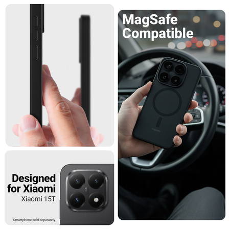 Etui do Xiaomi 15T MagSafe Crong Hybrid Matte Czarne Matowe Wytrzymałe