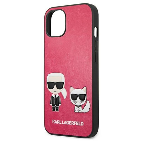 Karl Lagerfeld PU-Leder mit Karl & Choupette-Prägung - iPhone 13 Tasche (fuchsia)