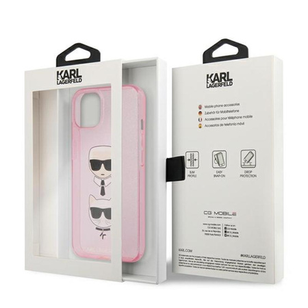 Karl Lagerfeld Glitter Karl & Choupette Head - iPhone 13 Case (pink)
