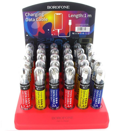 Borofone - ensemble de câbles emballés dans des tubes, sur un support de comptoir 30 pcs.