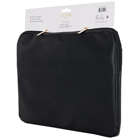 Guess Grained Zipper Pocket Triangle Logo Sleeve - pouzdro na 14" notebook (černé)