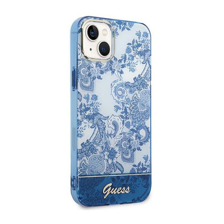 Guess Porcelain Collection - Case for iPhone 14 Plus (Blue)