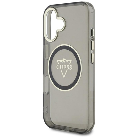 Guess IML Metal Mountain Logo MagSafe - Pouzdro pro iPhone 16 (černé)