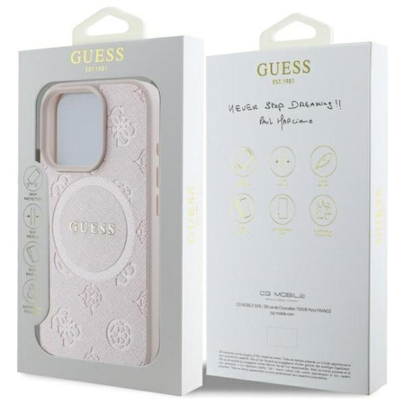 Guess Saffiano Peony Classic Logo MagSafe - iPhone 16 Pro Max Case (pink)