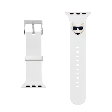 Karl Lagerfeld Silikonová hlava Choupette - řemínek pro Apple Watch 42/44/45 mm (bílý)