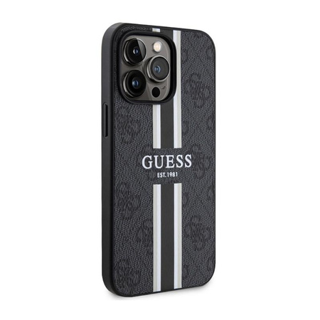 Guess 4G Gedruckte Streifen MagSafe - iPhone 13 Pro Tasche (Schwarz)