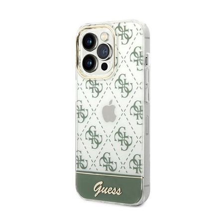 Guess 4G Stripe Script Logo Electroplated Pattern – Etui iPhone 14 Pro Max (khaki)