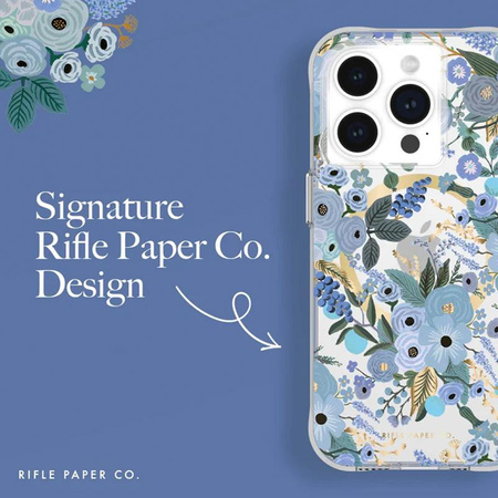 Rifle Paper Clear MagSafe - pouzdro pro iPhone 15 Pro (Garden Party Blue)