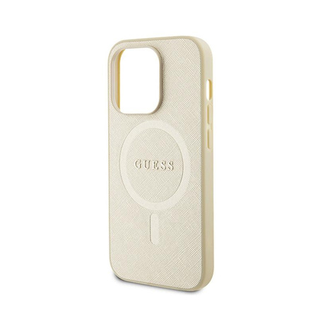 Guess Saffiano MagSafe - iPhone 15 Pro Case (Gold)