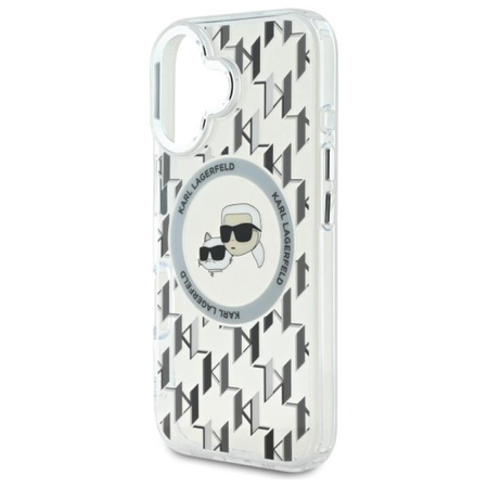 Karl Lagerfeld IML Monogram Karl & Choupette Head MagSafe - Coque iPhone 16 (Transparent)