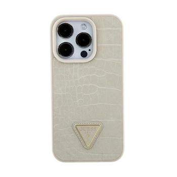 Guess Kroko-Dreieck Metall-Logo - iPhone 15 Tasche (Gold)