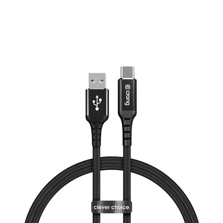 Crong Armor Link - 60W 3A USB-A USB-C fonott kábel  Power Delivery 150cm (fekete)