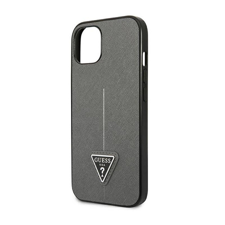 Pouzdro Guess Saffiano Triangle Logo - iPhone 14 Plus (stříbrné)