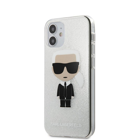 Karl Lagerfeld Iconik Glitter - iPhone 12 Mini Tasche (Silber)