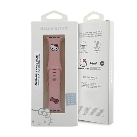Hello Kitty Silicone Kitty Head - Strap pour Apple Watch 42/44/45/49 mm (rose)