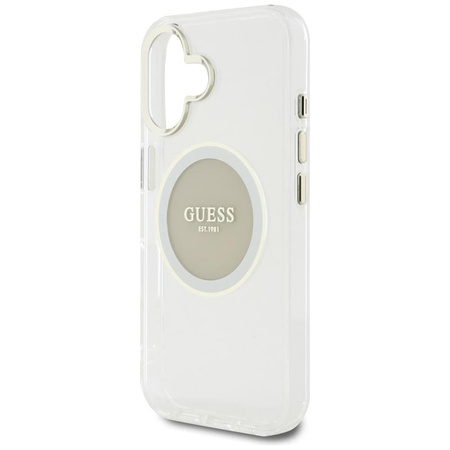 Guess IML fém színű kör klasszikus logós MagSafe - tok iPhone 16-hoz (szürke)