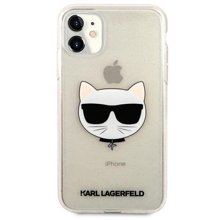 Karl Lagerfeld Choupette Head Glitter - pouzdro pro iPhone 11 (zlaté)