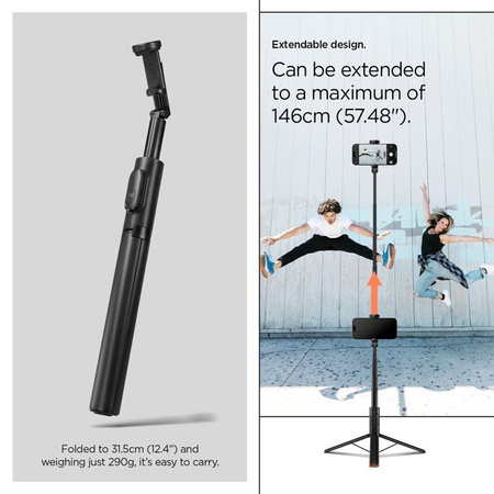 Spigen S541W Bluetooth Selfie Stick Tripod - Smartphone Tripod / Selfie Stick Holder (Black)