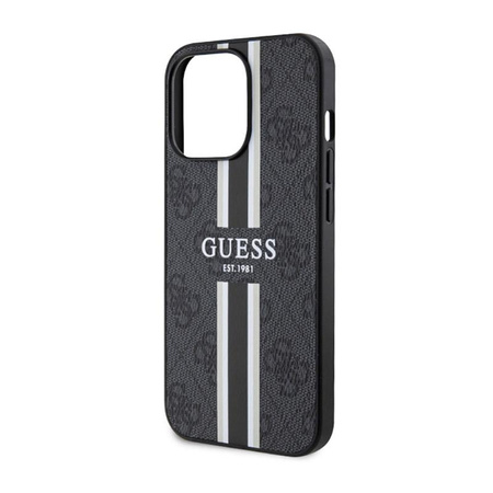 Pouzdro Guess 4G MagSafe s potiskem pruhů - iPhone 13 Pro Max (černé)