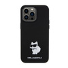 Karl Lagerfeld Silikonový kovový špendlík Choupette - pouzdro na iPhone 15 Pro (černé)