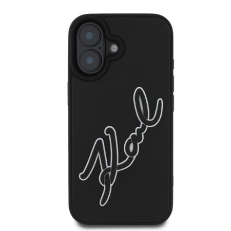 Karl Lagerfeld 3D Rubber Bicolor Signature - pouzdro pro iPhone 16 (černé)