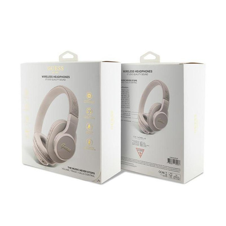 Guess 4G Script Metal Logo - Casque intra-auriculaire sans fil Bluetooth V5.3 (rose)