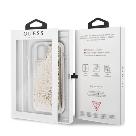 Guess Liquid Glitter Hearts - Etui iPhone 11 Pro (złoty)