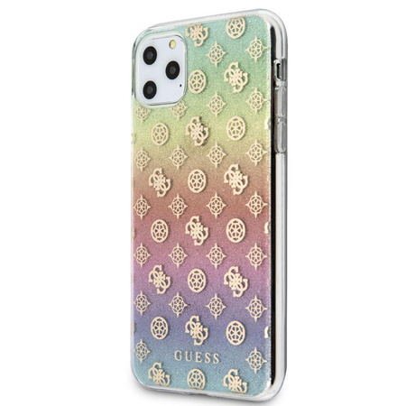 Guess 4G Pfingstrose Galvanisiertes Muster - iPhone 11 Pro Max Hülle (Regenbogen)