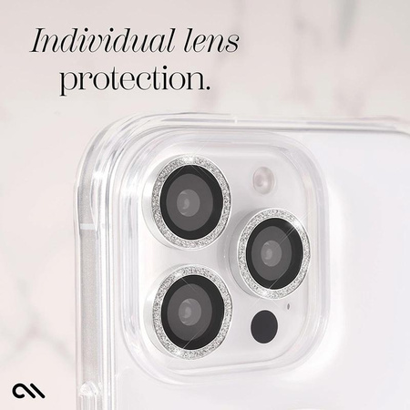 Case-Mate Aluminum Ring Lens Protector - Verre de protection pour l'objectif de l'appareil photo de l'iPhone 16 Pro / iPhone 16 Pro Max (Twinkle)