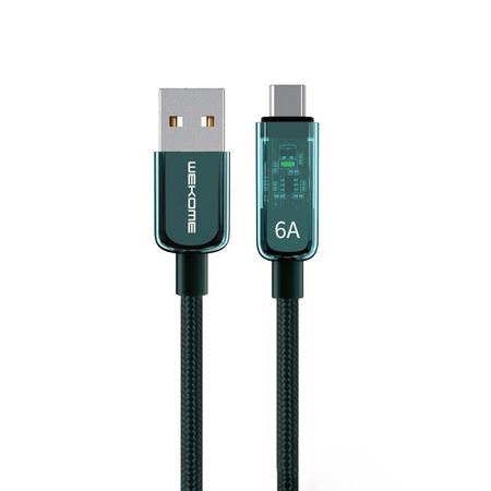 WEKOME WDC-180 Vanguard sorozat - USB-A USB-C gyors töltő csatlakozókábel 1 m (zöld)