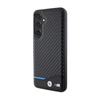 BMW Leder Carbon Blue Line - Tasche für Samsung Galaxy S24+ (schwarz)