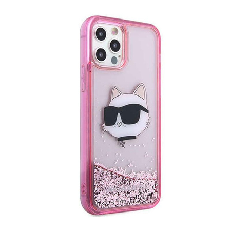 Karl Lagerfeld Liquid Glitter NFT Choupette Head - iPhone 12 / iPhone 12 Pro tok (rózsaszín)