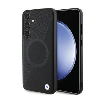 BMW Leder halb strukturiert & Kreis MagSafe - Samsung Galaxy S24 Tasche (schwarz)