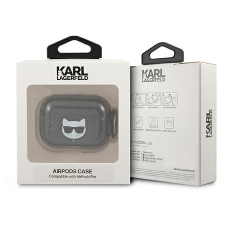 Karl Lagerfeld Choupette Head Glitter - Airpods Pro tok (fekete)